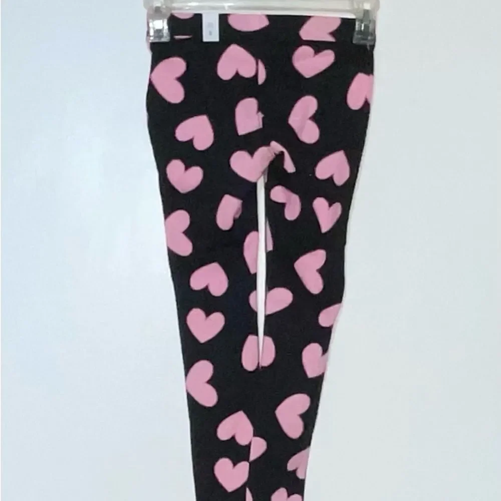 The Children's Place Pink and Black Heart Leggings